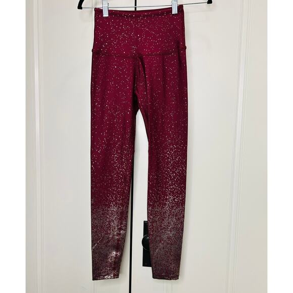 Women's Burgundy and Silver Glitter Leggings - Picture 2 of 7